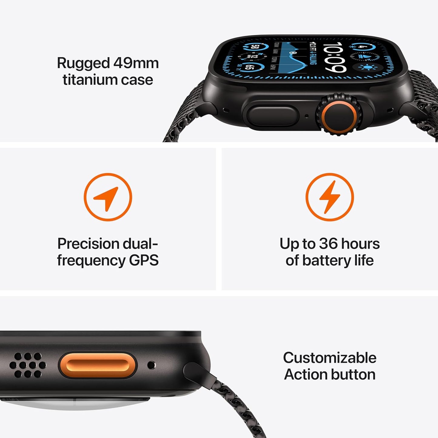 Apple watch ultra 2 49mm black titanium black trail